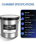 PB Motor Tech 3-gallon stainless steel vacuum chamber with tempered glass lid