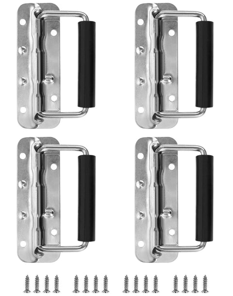 Stainless Steel Spring Loaded Case Handles 4 Pack 122mm With Rubber Grip Durable 304 Grade Cabinet Hardware for storage use