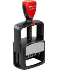 Heavy Duty Self Inking Date Stamp With Dual Blue Red Ink Cartridge Extra Large 1.5 By 2.25 Inch, showing ergonomic design and snap fit cartridge.