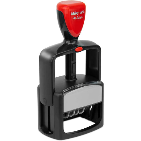 Heavy Duty Self Inking Date Stamp With Paid Imprint Slick Red Rubber Sealer For Invoices And Bills Office Heavy Hitter, black and red with rubber seal.