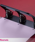 Close-up of 3 Hole Punch for Home Office, Medium Duty, 30 Sheet Capacity, showing ergonomic soft grip handles and adjustable guide