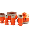 BGTEC dry diamond core drill bit set, 6-piece, for tile/ceramic/marble/brick; includes 20/25/35/50/75/100 mm bits.