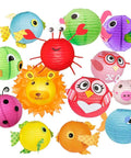 Colorful Paper Lantern Set 16 Multi Color Hanging Lanterns in 4, 6, 8, 10 Inch Sizes with 5m Ribbon for Party and Decor