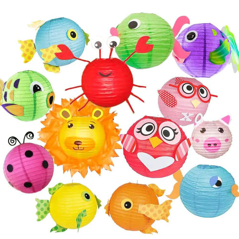 Colorful Paper Lantern Set 16 Multi Color Hanging Lanterns in 4, 6, 8, 10 Inch Sizes with 5m Ribbon for Party and Decor