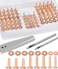 Copper Rivets And Burrs Leather Working Kit With 80 Pieces 4mm Copper Shank Includes 2 In 1 Setter and Metal Punch Tools