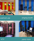 Pro Grade Yellow Pyramid Acoustic Foam Rolls For Wall Soundproofing in a singing booth and piano room for effective noise dampening.
