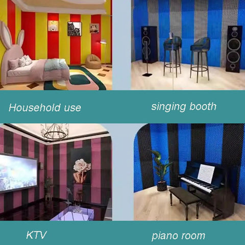 Pro Grade Yellow Pyramid Acoustic Foam Rolls For Wall Soundproofing in a singing booth and piano room for effective noise dampening.