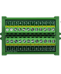Durable Screw Mount Terminal Block Distribution Module, 12 Positions, 24A Per Position, 400V Rating shown with screws