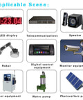 Image showing various applications for Workhorse DC 8V To 40V Step Down Voltage Converter including LED display, robotics, speakers, and more.