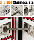 Heavy Duty 4 Inch RV Door Holder 304 Stainless Steel Camper Door Stop with mounting hardware close-up view