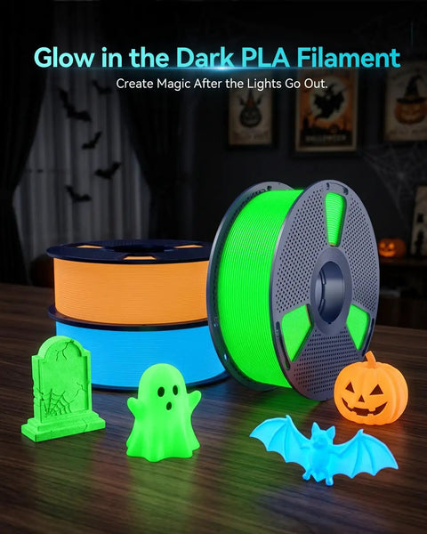 Glow In The Dark PLA Filament 1.75mm 4 Pack Bundle For 3D Printing Ultra Bright Long Lasting Phosphorescent Material UV Reactive No Cap This Stuff Glows Sick For Ambiance And Creative DIY Builds With Awesome Low Warping