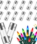 20 Pack Fast Blow Glass Fuses 3A 125V 3.6x10mm For Cars, Home Electronics, And Mini Christmas Lights with colorful lights