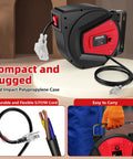 Retractable Extension Cord Reel 50 Feet 14 AWG 3 Conductor Power Cord For Garage And Workshop Wall Or Ceiling Mount