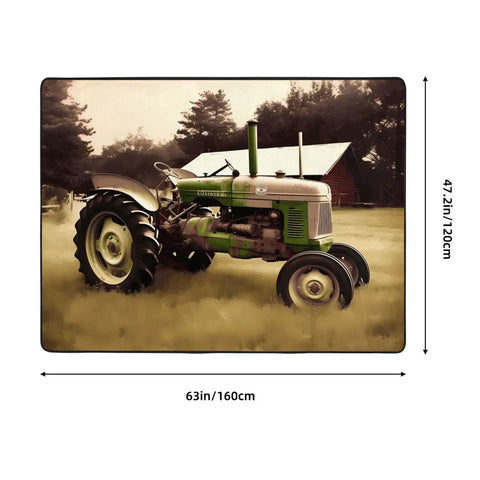 Area Rug 63x48 Inch Soft Cozy Non Slip Floor Mat For Living Room Modern Doormat With Old Tractor Photo Farm Design Easy Care, Machine Washable Indoor Carpet Low Pile Rug For Bedroom Office Home Decor