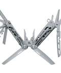 Fortitude BF 206 17 In 1 Stainless Steel EDC Multi Tool Pocket Knife with open tools display