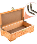 Heavy Duty 90 Degree Small Hinge Set For Wooden Boxes And Miniature Furniture Craft Projects Jewelry Cases Cabinets And Drawers Includes 20 Sets With Screws For Easy Installation shown installed on a wooden box