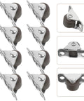 Eight Pack Heavy Duty Silent Rubber Replacement Casters With Mounting Screws For Rolling Cart Furniture Drawers Cabinets And Workbenches Top Shelf Build For Zero Hassle Gliding showing rubber wheels and metal stems.