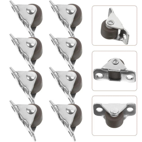 Eight Pack Heavy Duty Silent Rubber Replacement Casters With Mounting Screws For Rolling Cart Furniture Drawers Cabinets And Workbenches Top Shelf Build For Zero Hassle Gliding showing rubber wheels and metal stems.