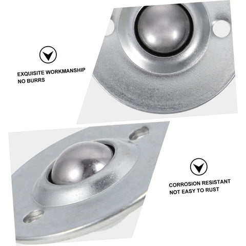 Close-up of 3 Sets Premium Silver Caster Wheels With Heavy Duty Roller Ball Bearings, corrosion resistant with smooth rolling surface.