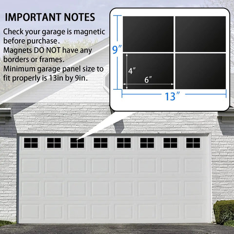 Magnetic Garage Door Decoration Kit With Faux Windows Hinges And Handles Black, size dimensions on white garage door