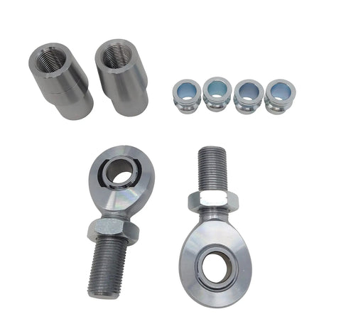 Heavy Duty 7/8 By 3/4 Inch Heim Ball Joint Kit featuring left and right threads with spacers and tube adapters.