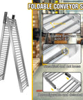 Heavy Duty Unpowered Roller Conveyor With Stainless Steel Frame For Warehouse Loading And Unloading Heavy Boxes Up To 440 Lbs, Foldable design details.