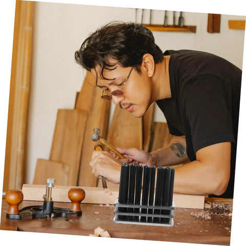 Person using Premium Cylindrical Punch Set With Base Non Slip Positioning For Mechanical Repair And Maintenance Durable Steel