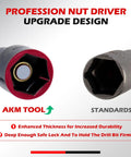 Comparison of AKM Tool magnetic nut driver versus standard driver from Magnetic Nut Driver Set for Impact Drills, 35 Piece