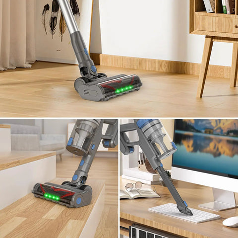 Cordless Vacuum Cleaner With 38KPa Suction And 450W Brushless Motor cleaning floors and stairs with LED Display