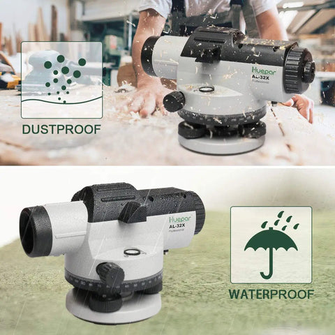 32x Automatic Optical Level with Self Leveling Magnetic Dampened Compensator and Transport Lock, dustproof and waterproof features