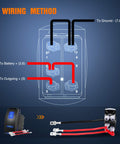 Wiring diagram for Lit Blue LED Light Bar Rocker Switch With 5 Pin SPST On Off Toggle, 20A At 12V, 10A At 24V, jumper wires shown