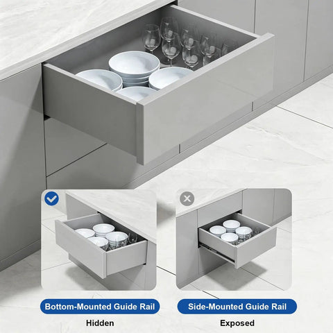 Two Third Extension Drawer Runners With Heavy Duty Soft Close Undermount Slides For Smooth Quiet Operation in kitchen drawer