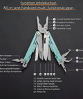 20 In 1 EDC Multi Tool Pliers With Spring Loaded Pliers Head Detachable Screwdriver Bits Safety Spring Back Scissors Blue