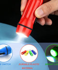 Mini LED Flashlight Keychain 24 Pack Bulk Assorted Colors For Hiking Camping Parties Night Reading Kids Emergency Prep Hunting And Everyday Carry Tiny Portable Pocket Light shown in red