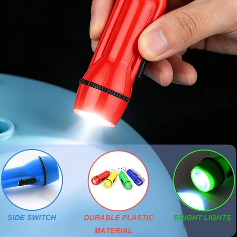 Mini LED Flashlight Keychain 24 Pack Bulk Assorted Colors For Hiking Camping Parties Night Reading Kids Emergency Prep Hunting And Everyday Carry Tiny Portable Pocket Light shown in red