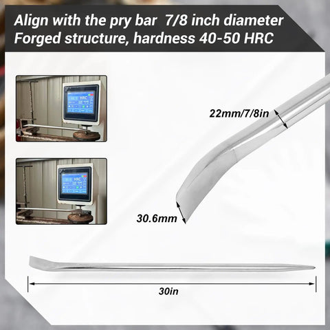 Heavy Duty 30 Inch Pry Bar With Seven Eighths Inch Diameter Chromium Alloy Steel Round Sleever Bar Crowbar for prying and aligning