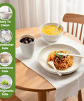 36 Piece Reusable Wheat Straw Dinnerware Set For Six With Plates, Bowls, Cups, And Utensils, Unbreakable, Dishwasher Safe on table