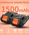 Dual 1.5Ah batteries for 20V Cordless Drill Driver With Dual Batteries, 30Nm Torque, 21 Plus 1 Clutch, LED Light in orange