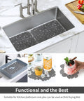 Pebble Sink Mat 2 Pack For Stainless Steel And Ceramic Sinks, PVC Dish Drying Mats in kitchen sink, non slip cushioned base, grey