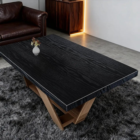 Dope Matte Black Peel And Stick Wood Texture Wallpaper Roll 16 Inch By 120 Inch Self Adhesive Cover on table surface