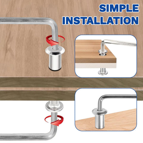 30 Sets M5 x 40mm Stainless Steel Furniture Joint Connector Bolts And Cap Nuts Kit showing installation on wood panel
