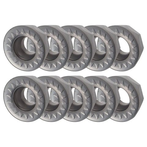 Ten-Piece Carbide Turning Inserts Set For CNC Lathe, Indexable Solid Carbide Inserts RPMT1204MOE-JS, displayed in rows