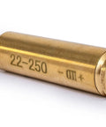Close-up of Red Laser Boresight For 22 250 Caliber Rifles Brass Body Built To Last Class IIIA Under 5mW 635 To 655 Nm Visible Red Beam Dot.