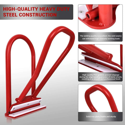High-Strength Red Eaves Seam Bender for Roofer Pros, PVC Insert Drip Edge Folding Tool, 90 to 180 Degree Final Fold, Metal Fab Use