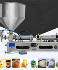 Heavy Duty Pneumatic Paste And Liquid Filling Machine Horizontal Bottle Filler Rock Solid Stainless Steel Frame with funnel.
