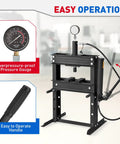 10 Ton H Frame Hydraulic Shop Press With Dual Press Plates Adjustable Work Table Height Heavy Duty Garage Floor Press