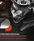 Close-up of a front left steering knuckle and wheel bearing hub assembly with electrophoretic coating for Hyundai Sonata 2011-2013