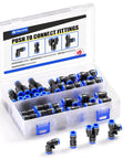 Push To Connect Pneumatic Fittings Kit 40 Pieces 5/16 Inch or 8mm OD in plastic case with fittings displayed