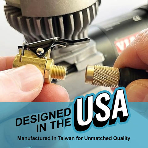 Close-up of Pro Grade Quick Connect Tire Inflator Chuck Accessory Open Type Universal Valve Fit