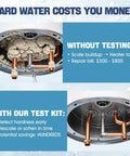 Comparison of a heater with and without Hard Water Test Kit For Drinking Water And Home Use, Fast Pro Grade Water Hardness Tester